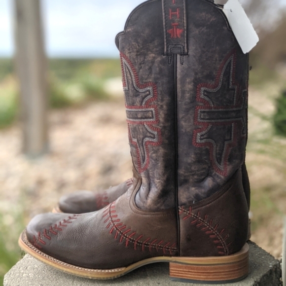 TIN HAUL men's "Slugger" baseball theme leather cowboy western boots NEW in box - Picture 10 of 16